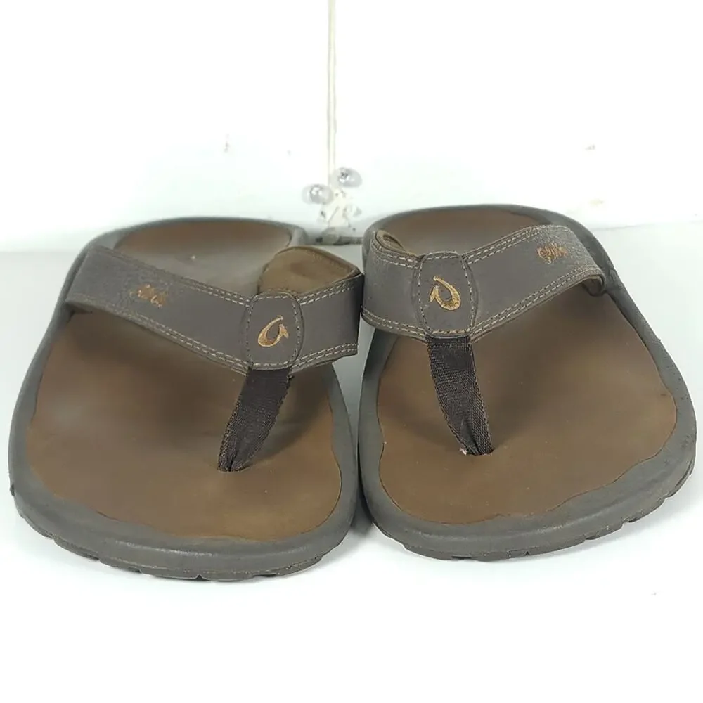 Olukai Men's Ohana US11 Brown Slip On Flat Thong Sandals